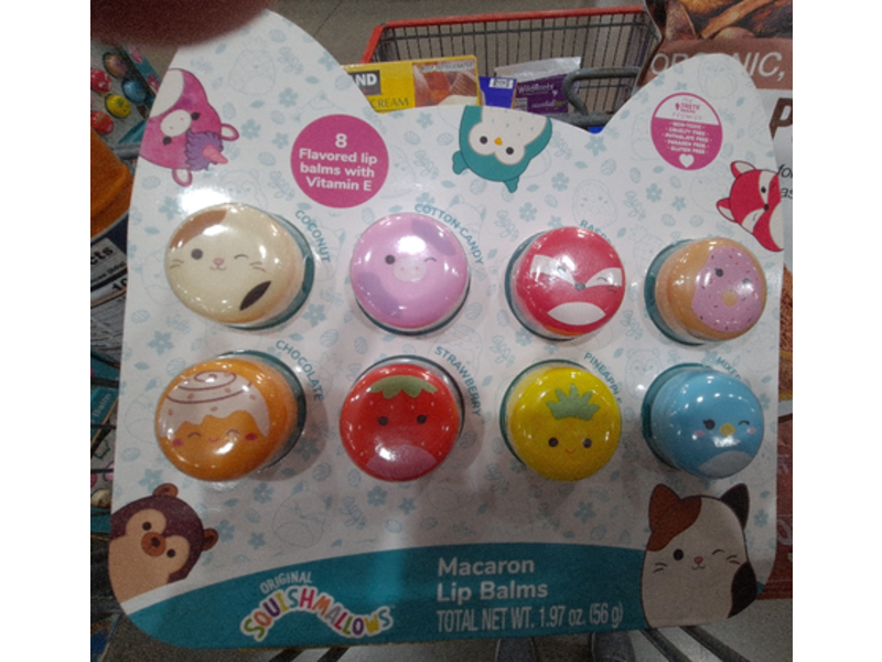 Original Squishmallows Macaron Lip Balm, Vitamin E, 1.97 oz/56 g, 8 Count