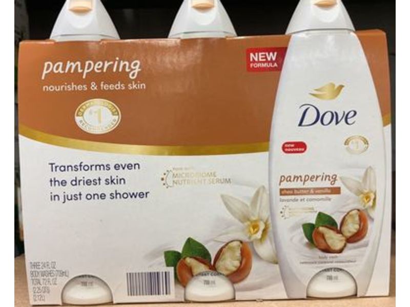 Dove Pampering Body Wash, Shea Butter, 250 mL, Pack Of 3