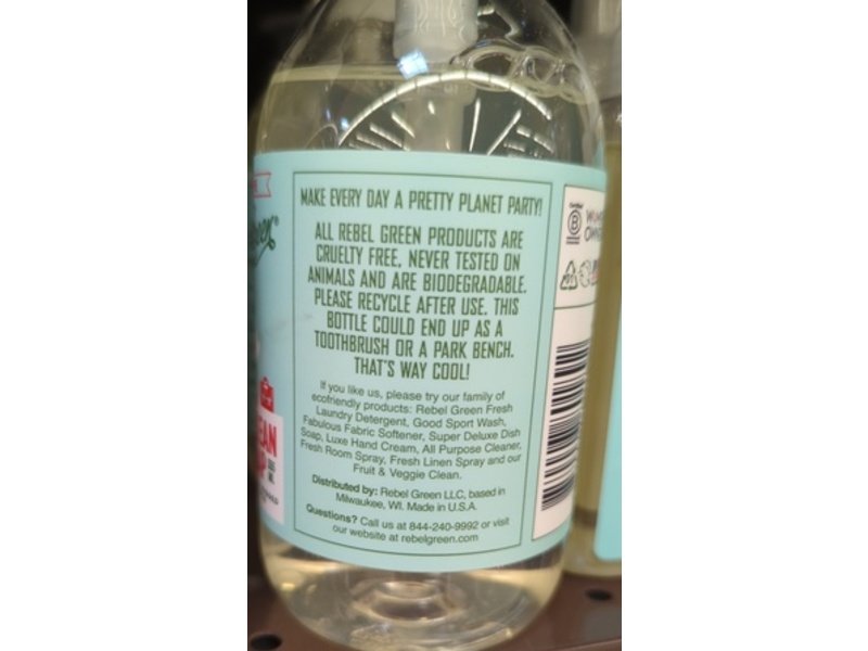 Rebel Green Sulfate Free Fresh & Clean Hand Soap, Frankincense & Pink, 12 fl oz/355 mL