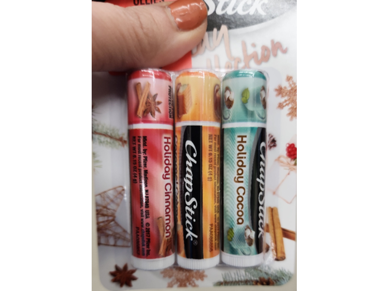 Chapstick Holiday Collection, Holiday Cinnamon, Caramel Creme & Holiday Cocoa, 0.15 oz/4 g