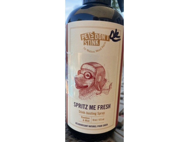 Walton Wood Farm Pets Don't Stink Spritz Me Fresh Stink-busting Spray, Bamboo & Mint, 16 oz/473 mL