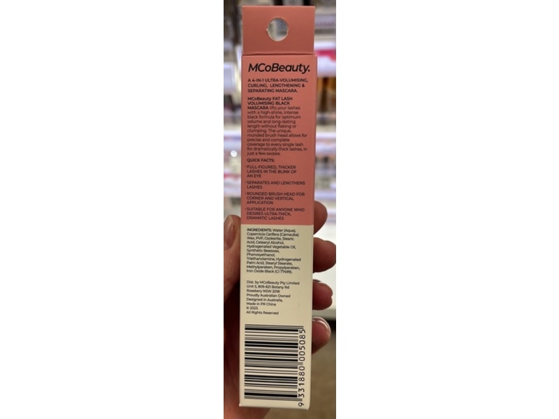 Mco Beauty Fat Lash Volumising Mascara, Black, 11 mL