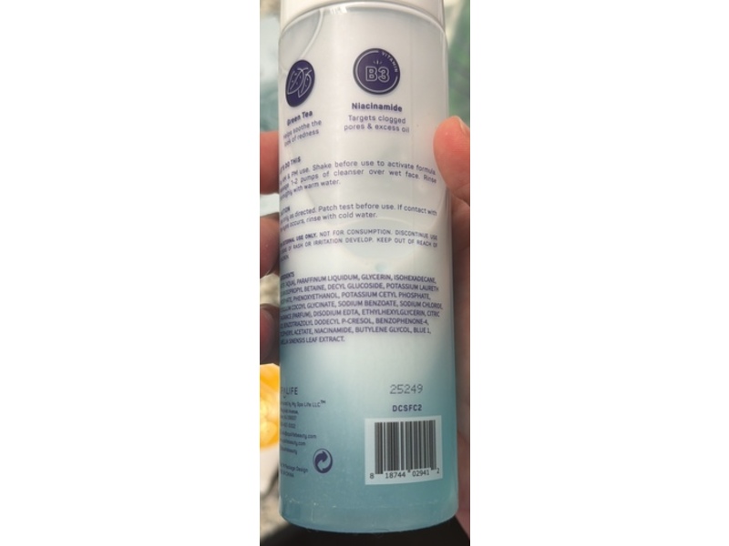SpaLife Daly Calm Soothing Facial Cleanser, Green Tea & Niacinamide, 6.42 fl oz/190 mL