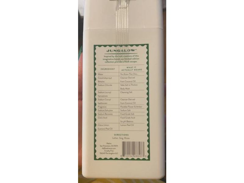 Jungalow Native Body Wash, Paradise Flower & Amber, 11.5 fl oz/340 mL