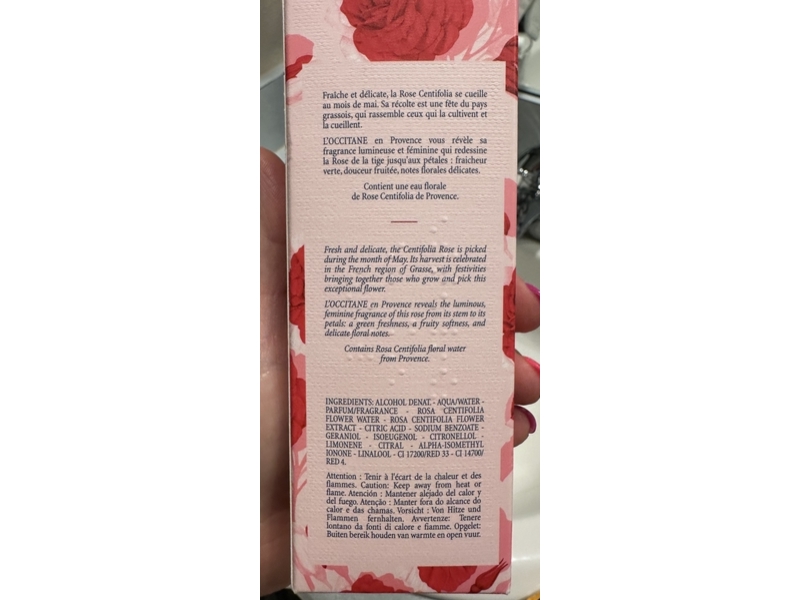 L'Occitane Eau de Toilette, Rose, 2.5 fl oz/75 mL