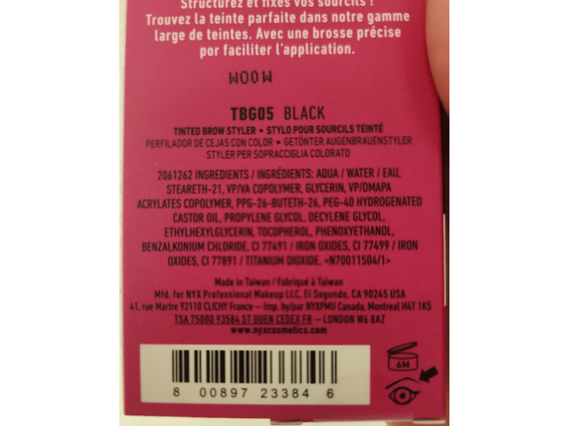 NYX The Brow Glue Extreme Hold Tinted Eyebrow Gel, Black, 0.17 oz/5.0 g