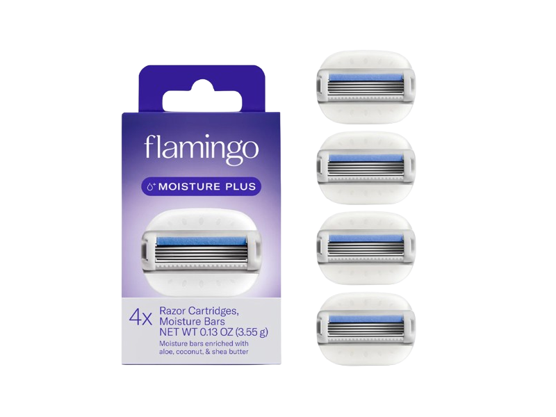 Flamingo Moisture Plus Razors, Aloe, Coconut & Shea Butter, 0.13 fl oz/3.55 g, 4 Count