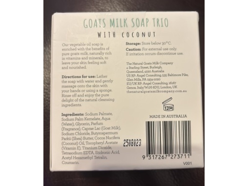 The Natural Goats Milk Soap Trio, Coconut, 3.5 oz/100 g