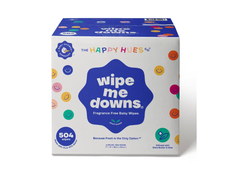 The Happy Hues Wipe Me Downs Baby Wipes, Fragrance Free, 504 Count, Pack Of 6