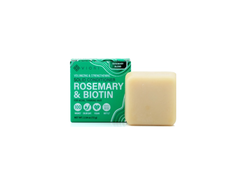 Viori Volumizing & Strengthening Solid Conditioner Bar, Rosemary & Biotin, 2.54 oz/72 g