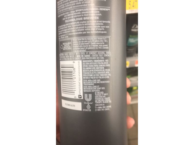 Dove Men + Care Sport Care Power + Renew Body Wash, 18 fl oz/532 mL