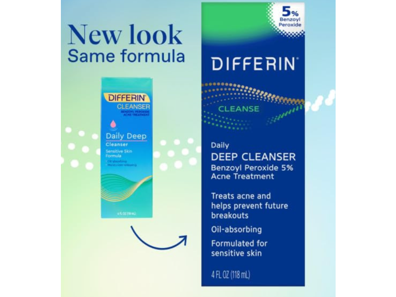 Differin Daily Deep Cleanser, 5% Benzoyl Peroxide, 4 fl oz/118 mL