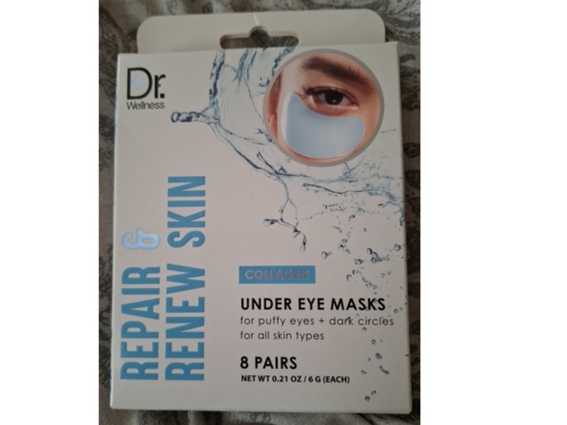 Dr Wellness Repair & Renew Skin Under Eye Masks, Collagen, 0.21 oz/6 g, 8 Pairs