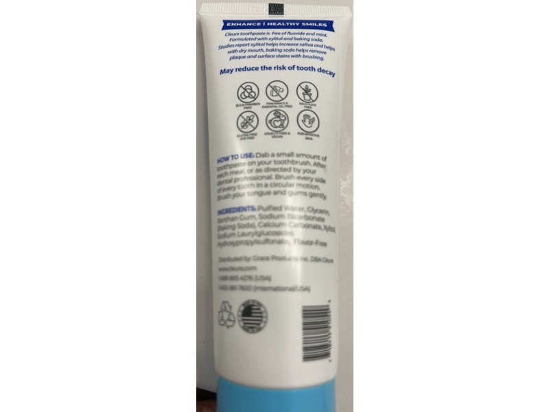 Cleure Original Toothpaste, Xylitol + Baking Soda, 4 oz/113.4 g, Pack Of 3