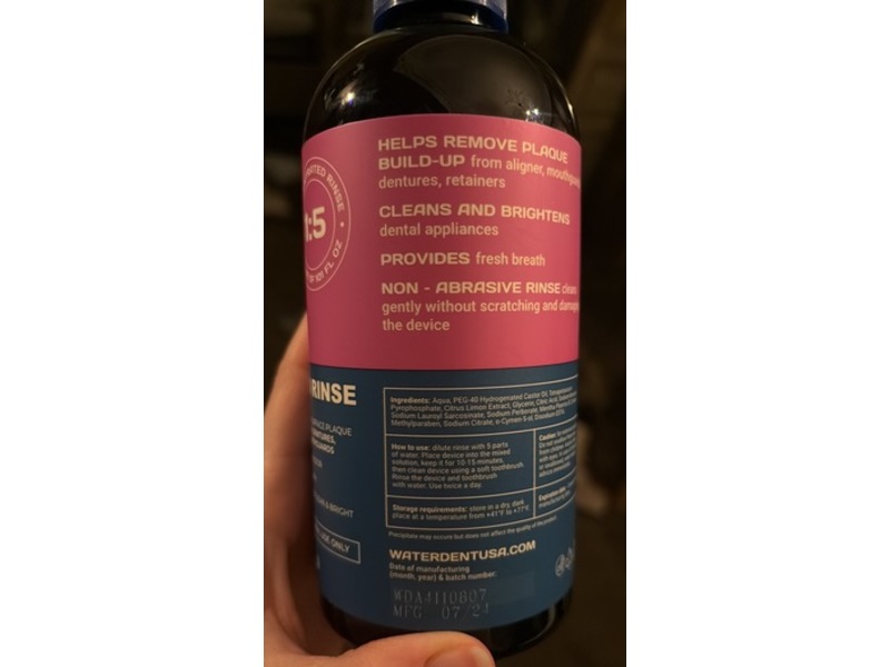 Water Dent Aligner Cleaner Concentrated Rinse, Fresh Mint Flavor, 16.9 fl oz/500 mL, Pack Of 2