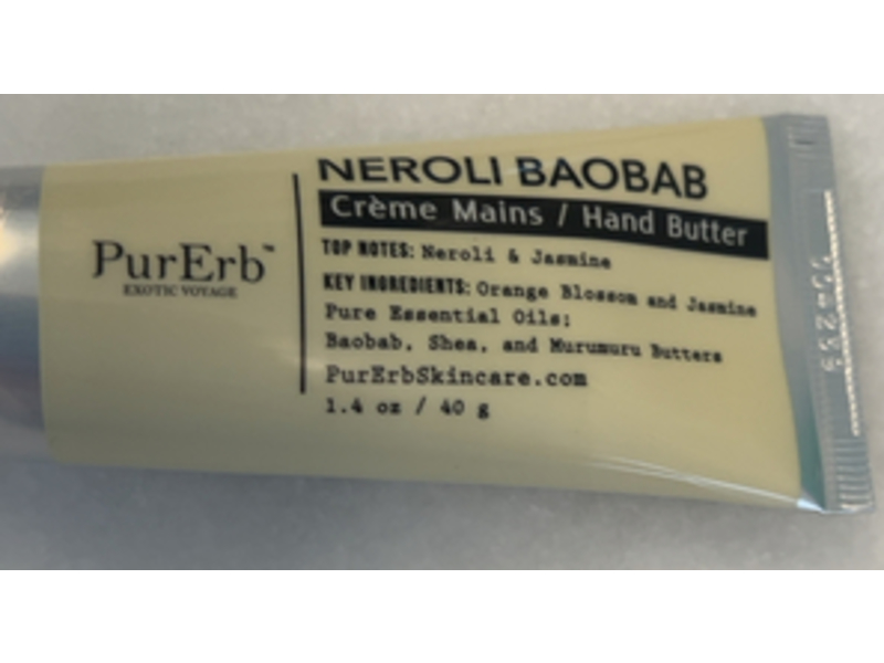 Pur Erb Neroli Baobab Hand Butter, Neroli & Jasmine, 1.4 oz/40 g