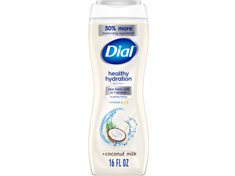 Dial Healthy Hydration Body Wash, Coconut Milk, 16 fl oz/473 mL, Pack Of 4