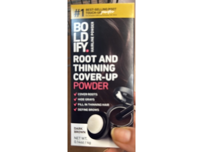 Boldify Root And Thinning Cover-Up Powder, Dark Brown, 0.14 oz/4 g