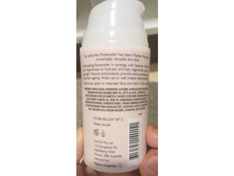 Natio Rosewater Hydration Moisture Recharge Night Cream-Gel, 2.7 fl oz/80 mL