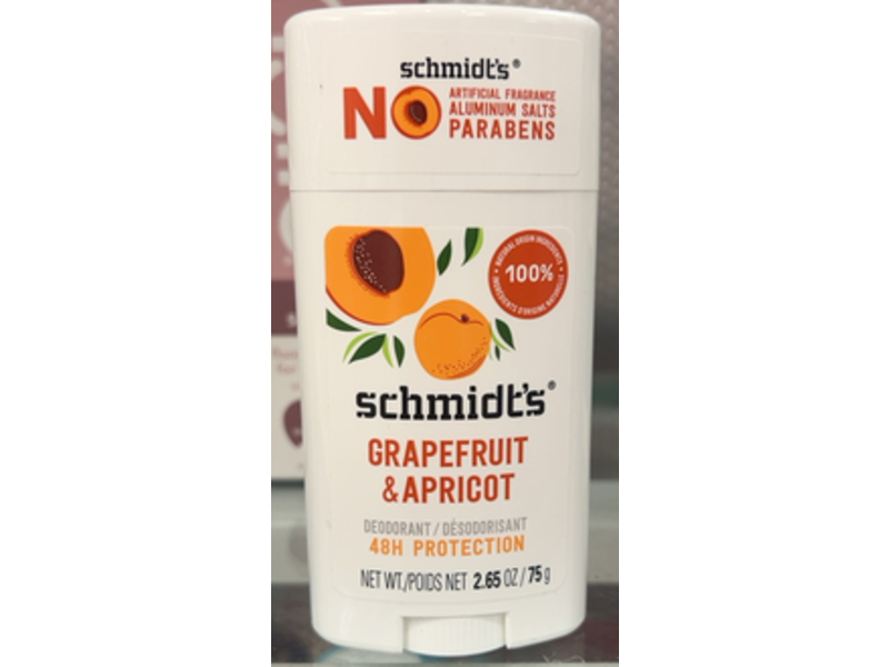 Schmidt's Grapefruit & Apricot Deodorant, 2.65 oz/75 g, Pack Of 2