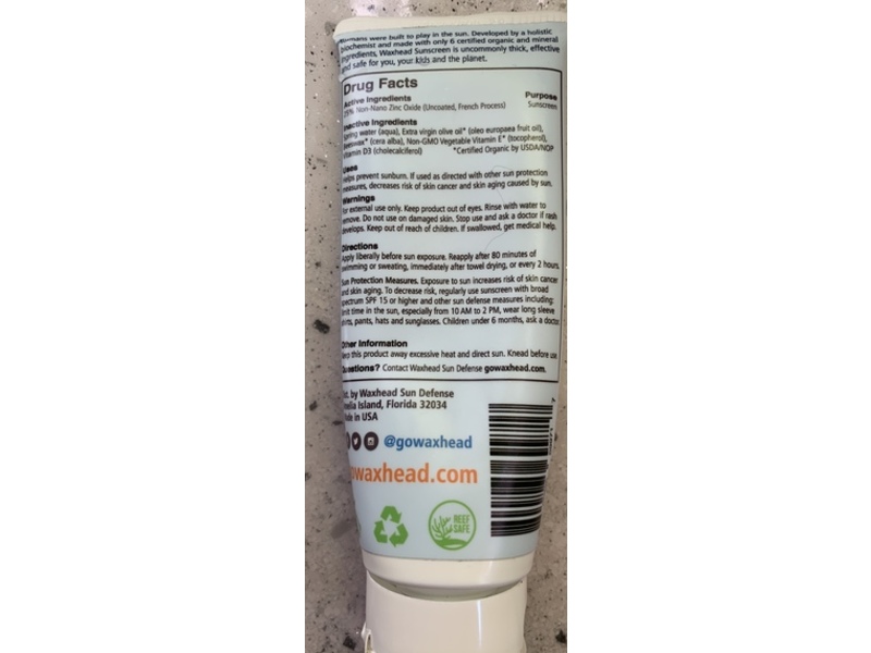 Waxhead Sun Defence Skin Nourishing Baby Sunscreen, SPF 35, 4 0z/115 g