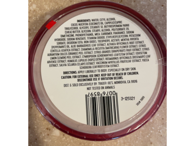Trader Joe's Shimmering Body Butter, Candy Cane, 8 oz/227 g