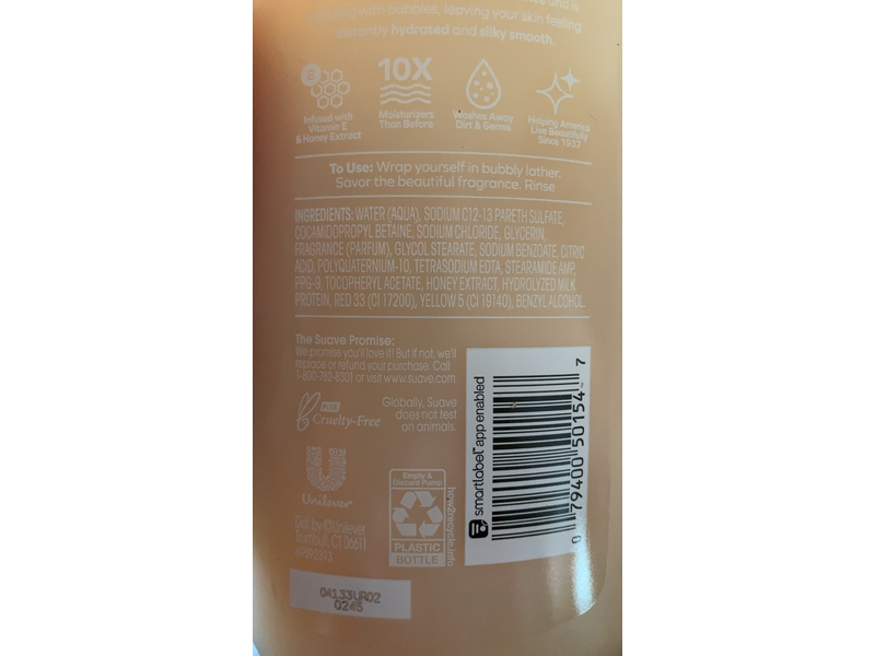 Suave Essentials Gentle Body Wash, Milk & Honey, 30 fl oz/887 mL
