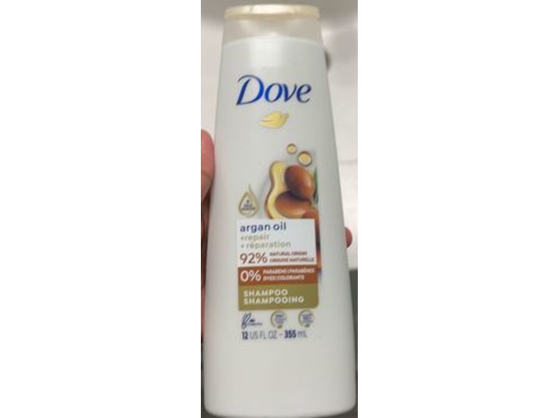 Dove +Repair 92 % Natural Origin Shampoo, Argan Oil, 12 fl oz/355 mL