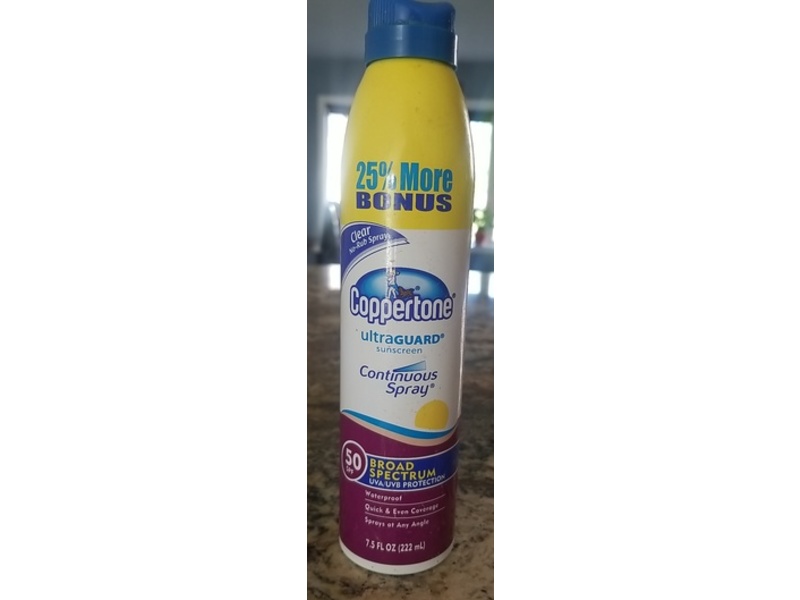 Coppertone Ultraguard Sunscreen Continuous Spray, SPF 50, 7.5 fl oz/222 mL