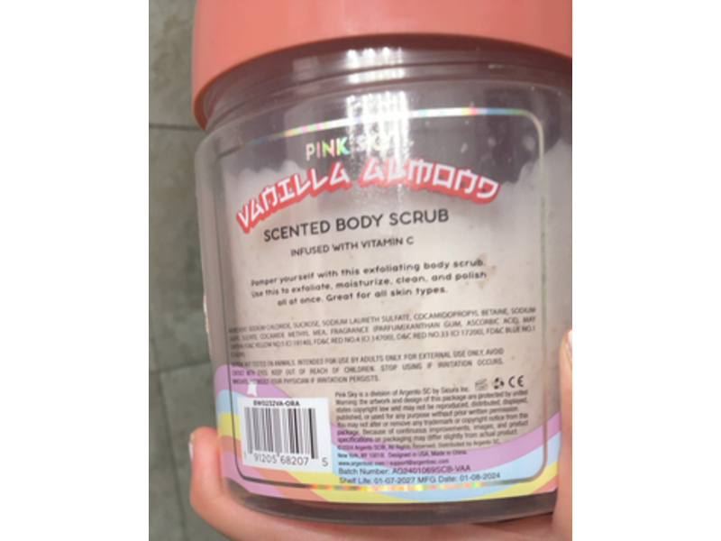 Pink Sky Body Scrub, Vanilla Almond, 21.5 oz/610 g