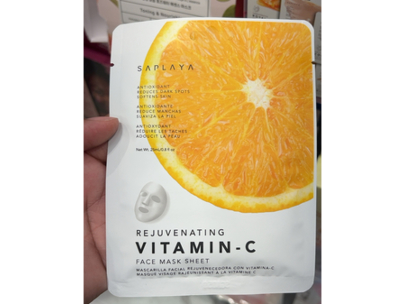 Saplaya Rejuvenating Face Mask Sheet, Vitamin C, 0.8 fl oz/25 mL