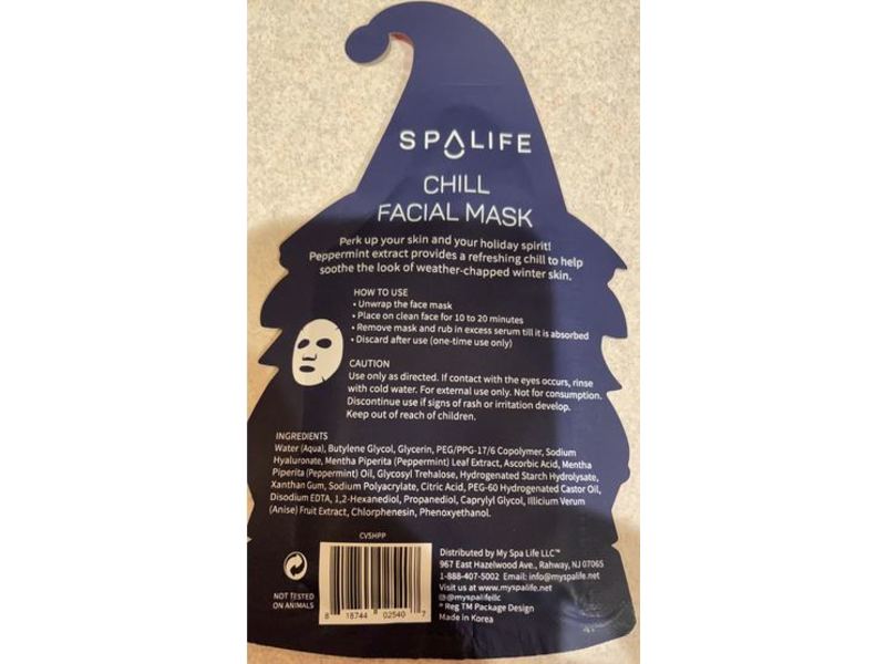 Spalife Chill Facial Mask, Peppermint, 0.81 oz/23 g