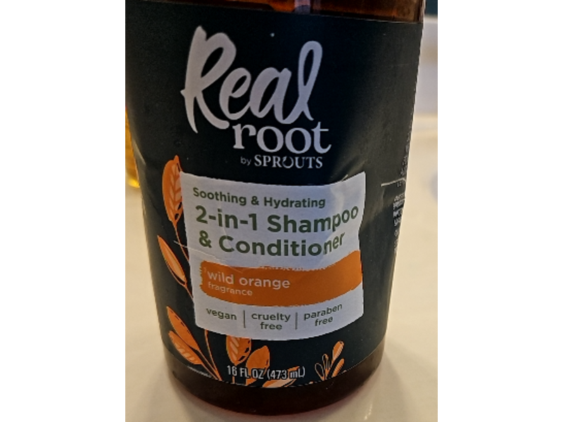 Real Root By Sprouts Soothing & Hydrating 2-In-1 Shampoo & Conditioner, Wild Orange, 16 fl oz/473 mL