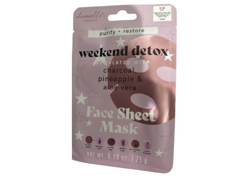 Danielle Creations Face Sheet Mask, Weekend Detox, 0.88 oz/25 g