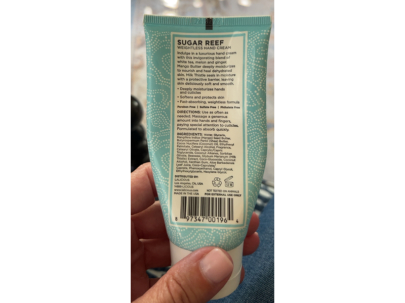 Lalicious Sugar Reef Weightless Hand Cream, 3 oz/85 g