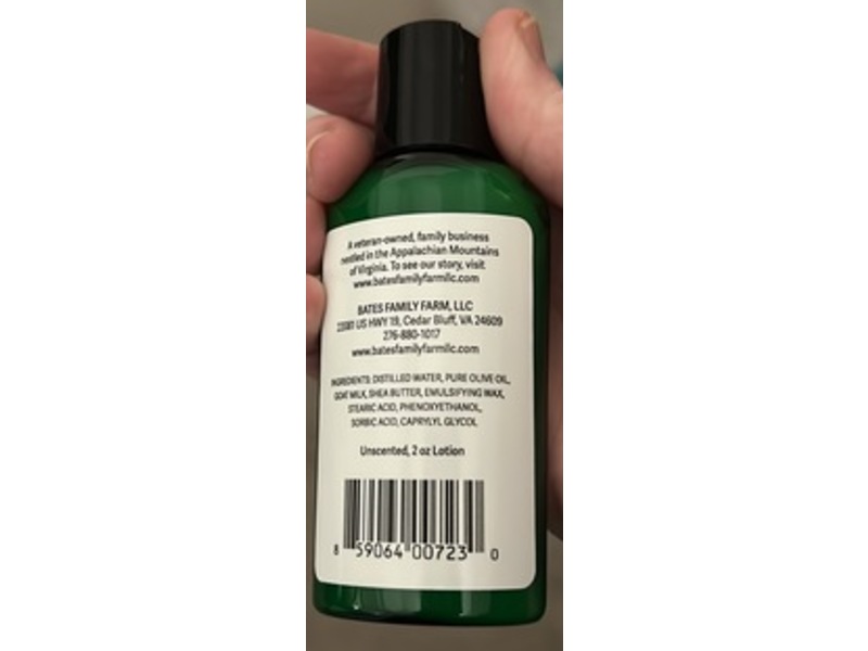 Bates Family Farm Goat Milk Lotion, Unscented, 2 oz
