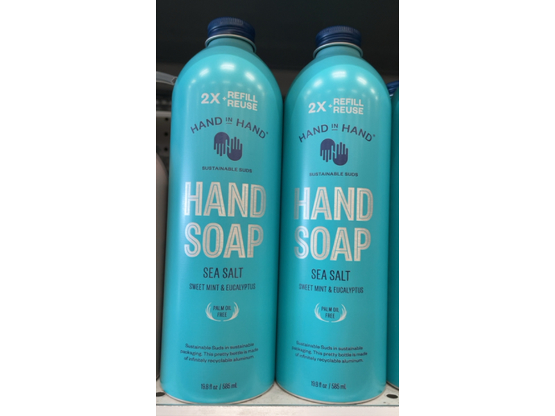 Hand In Hand Hand Soap, Sea Salt, Sweet Mint & Eucalyptus, 2X + Refill Reuse, 19.8 fl oz/585 mL