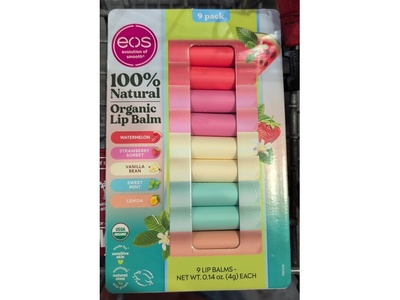 EOS 100% Natural Organic Lip Balm Kit, 0.14 oz/4g, 9 Pack
