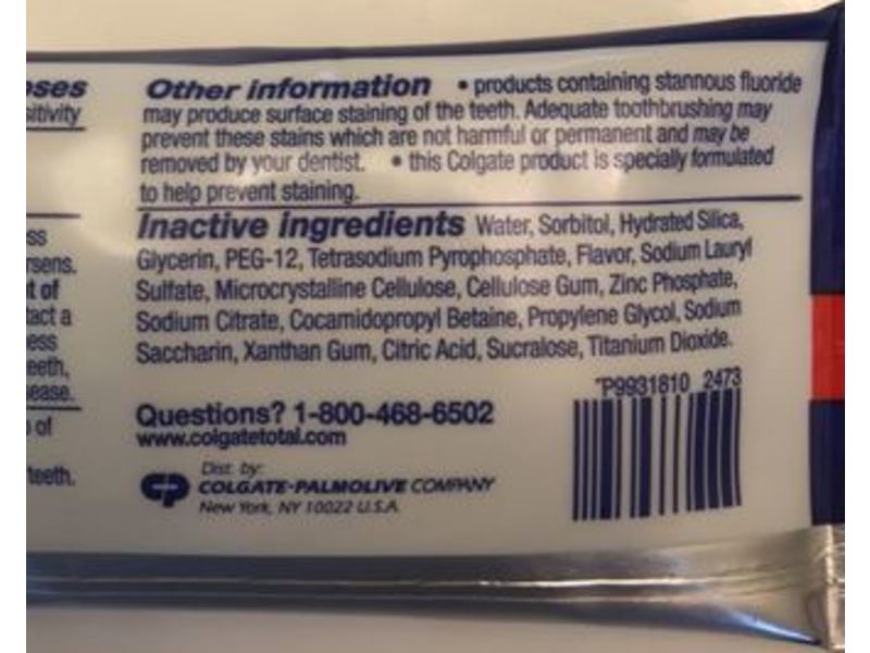 Colgate Total SF Advanced Whitening, 6.4 oz/181 g