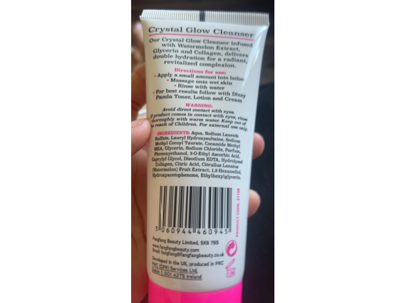 Dizzy Panda Crystal Glow Cleanser, Watermelon Extract + Glycerin & Collagen, 3.38 fl oz/100 mL