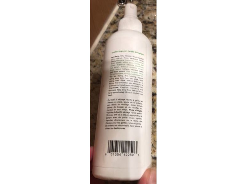 Carina Organics Fast Drying Hairspray, Sweet Pea, 8.4 fl oz/250 mL