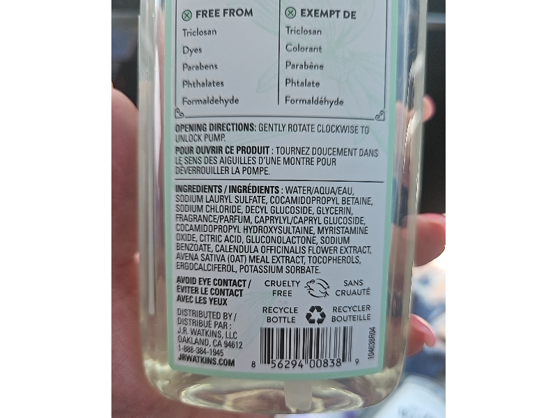 J.R. Watkins Hand Soap, Vanilla Mint, 11 fl oz/325 mL