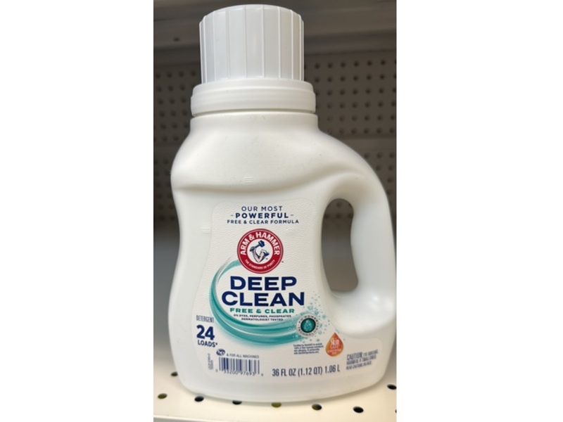 Arm & Hammer Deep Clean Liquid Laundry Detergent, Free & Clear, 24 Loads, 36 fl oz/1.06 L