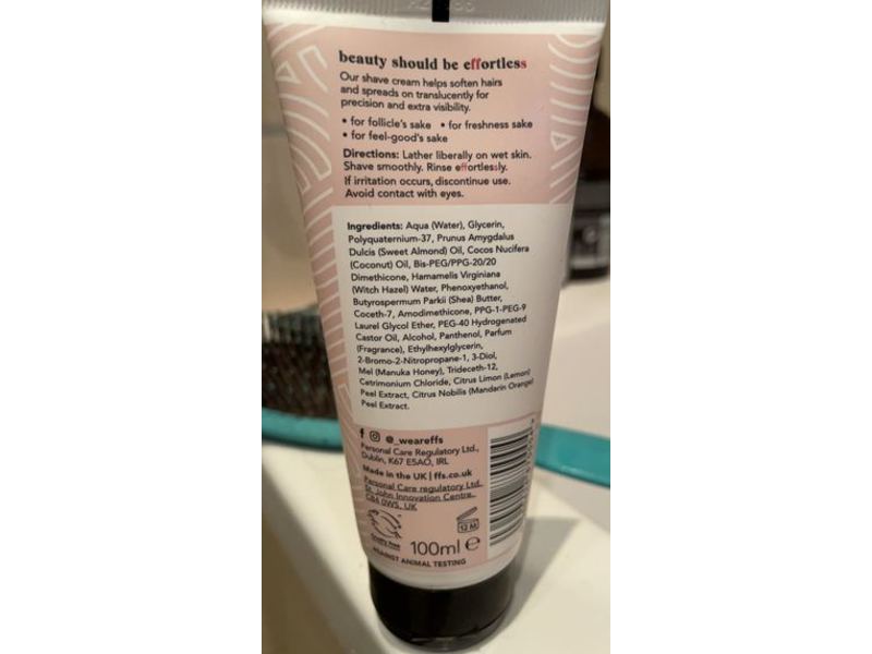 Ffs 2. Remove Shaving Cream, Manuka Honey, Shea Butter & Coconut Oil, 100 mL