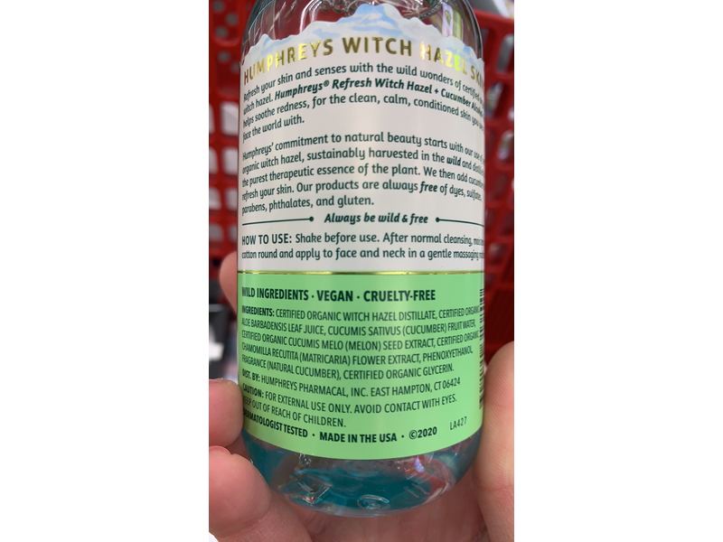 Humphrey’s Witch Hazel Toner, Cucumber, 8 fl oz/236 mL