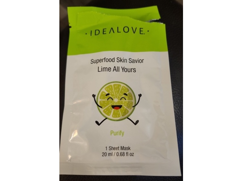 Idealove Superfood Skin Savior Sheet Masks, Lime All Yours, 0.68 fl oz/20 mL, Pack of 5