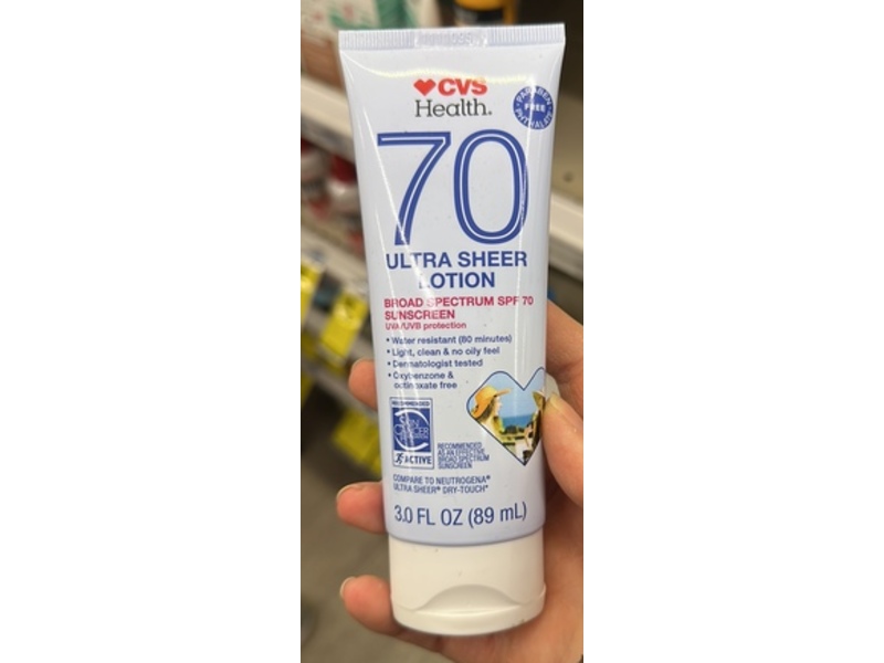 Cvs Health Ultra Sheer Lotion, SPF 70, 3 fl oz/89 mL