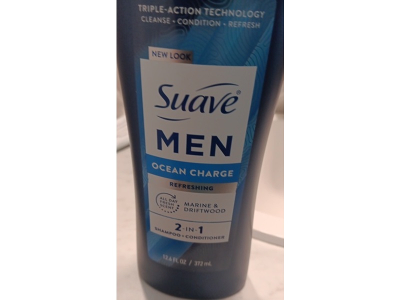 Suave Men Refreshing 2-in-1 Shampoo + Conditioner, Ocean Charge, 12.6 fl oz/372 mL