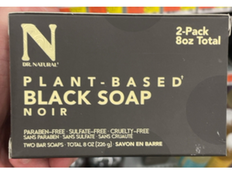 Dr Natural Plant Based Black Bar Soap, 8 oz, Pack Of 2
