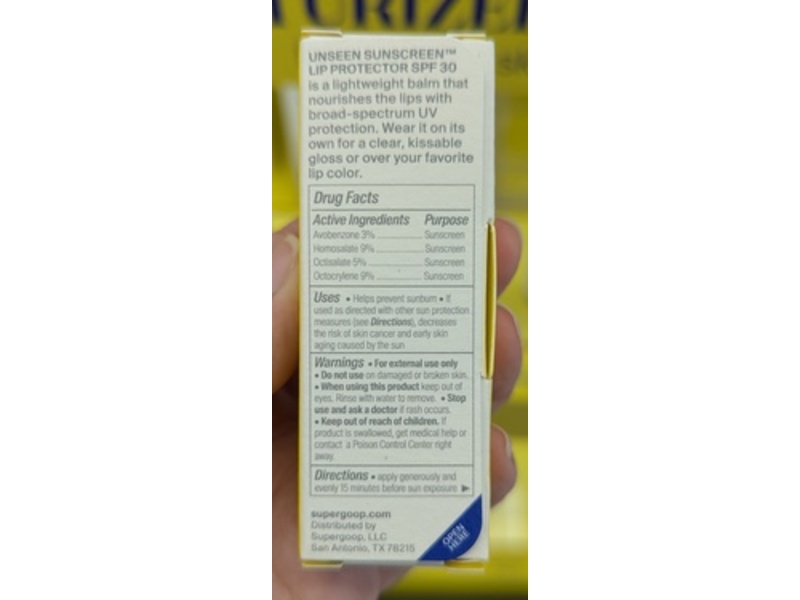 Supergoop Unseen Sunscreen Lip Protection, SPF 30, 0.12 oz/3.5 g